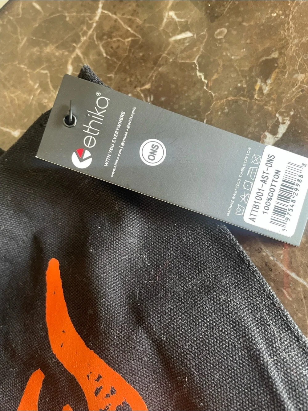 The King Black ethika Canvas Tote Bag with Orange Flame Graphics